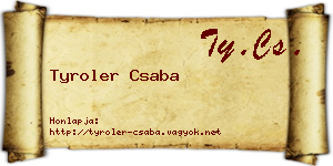 Tyroler Csaba névjegykártya